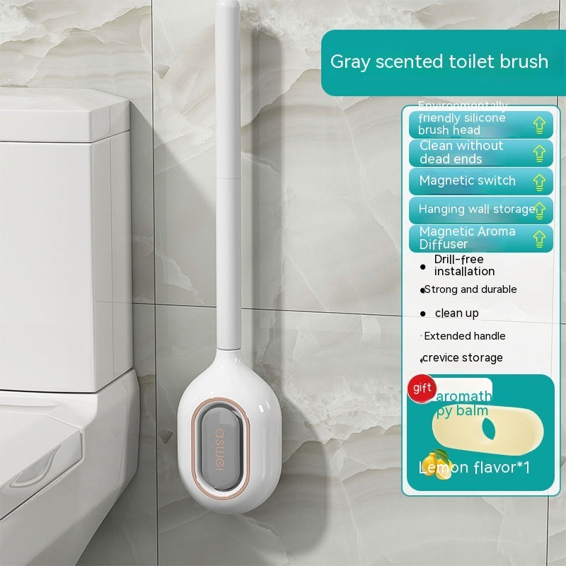 New Toilet Brush Household No Dead Angle Wash Toilet Wall-mounted Silicone Gap Cleaning Gadget Toilet Aromatherapy Box