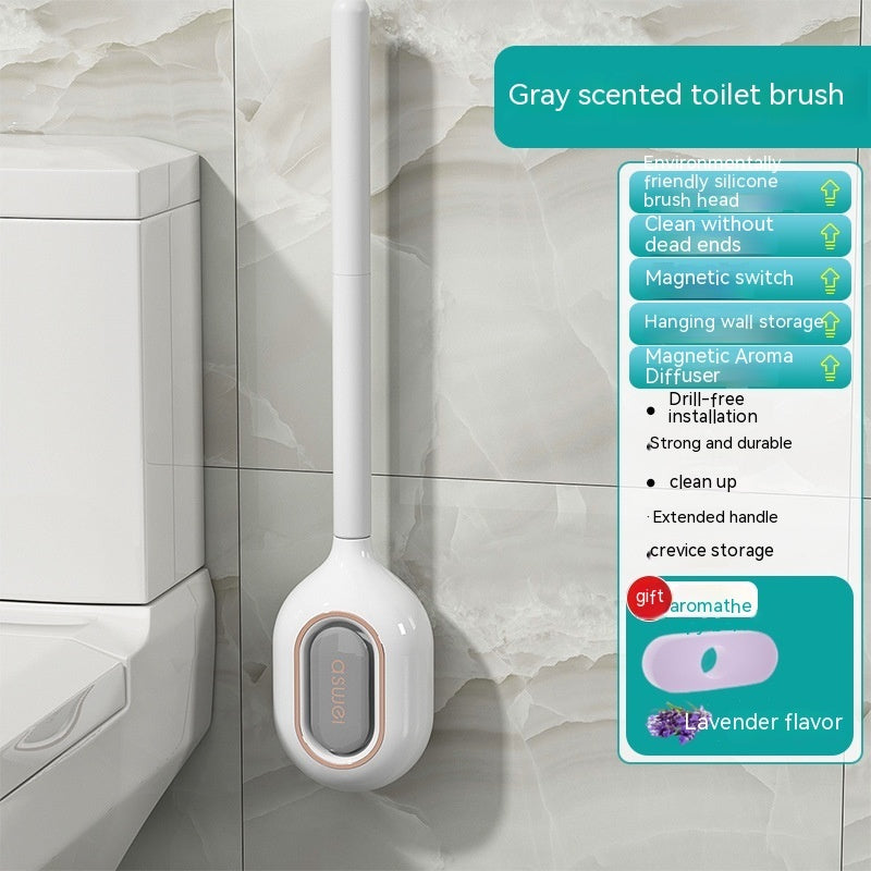 New Toilet Brush Household No Dead Angle Wash Toilet Wall-mounted Silicone Gap Cleaning Gadget Toilet Aromatherapy Box