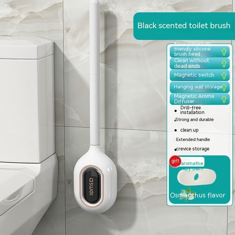 New Toilet Brush Household No Dead Angle Wash Toilet Wall-mounted Silicone Gap Cleaning Gadget Toilet Aromatherapy Box