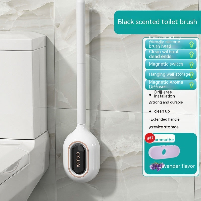 New Toilet Brush Household No Dead Angle Wash Toilet Wall-mounted Silicone Gap Cleaning Gadget Toilet Aromatherapy Box