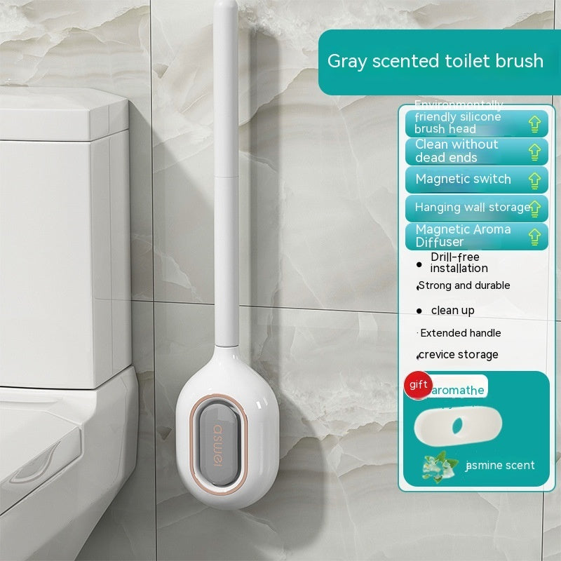 New Toilet Brush Household No Dead Angle Wash Toilet Wall-mounted Silicone Gap Cleaning Gadget Toilet Aromatherapy Box