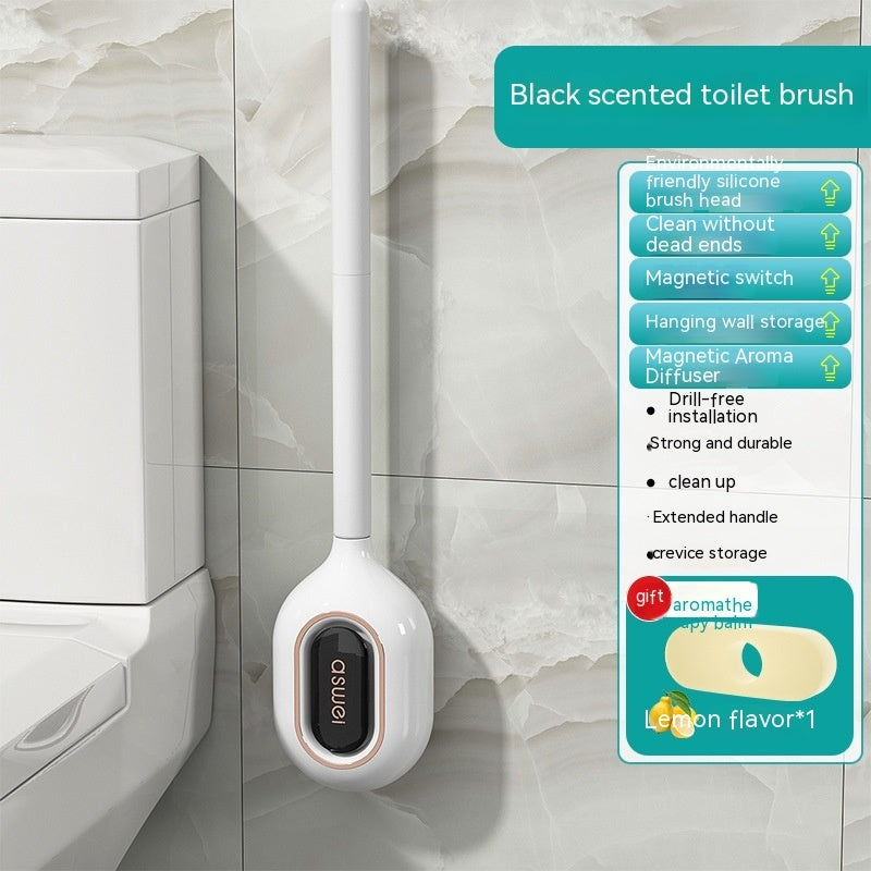 New Toilet Brush Household No Dead Angle Wash Toilet Wall-mounted Silicone Gap Cleaning Gadget Toilet Aromatherapy Box