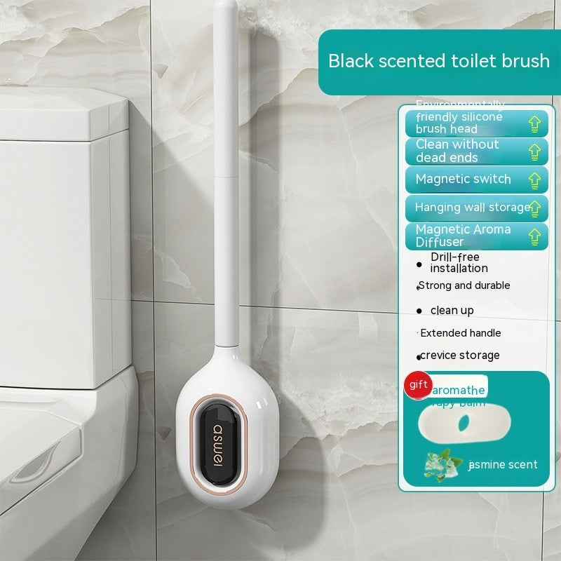 New Toilet Brush Household No Dead Angle Wash Toilet Wall-mounted Silicone Gap Cleaning Gadget Toilet Aromatherapy Box