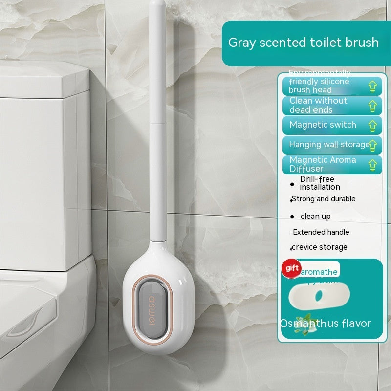 New Toilet Brush Household No Dead Angle Wash Toilet Wall-mounted Silicone Gap Cleaning Gadget Toilet Aromatherapy Box